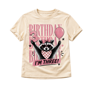 3rd Birthday Shirt Girl, I’m Three Birthday Shirt, Toddler Girl Birthday Tee, Raccoon Birthday Shirt, Third Birthday Outfit for Girls