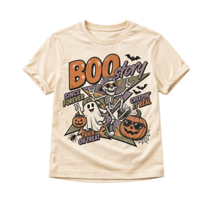 Kids Halloween Shirt, Boo Story Skeleton Tee, Toddler Halloween Shirt, Baby Halloween Bodysuit, Ghost Pumpkin Shirt, Retro Spooky Tee