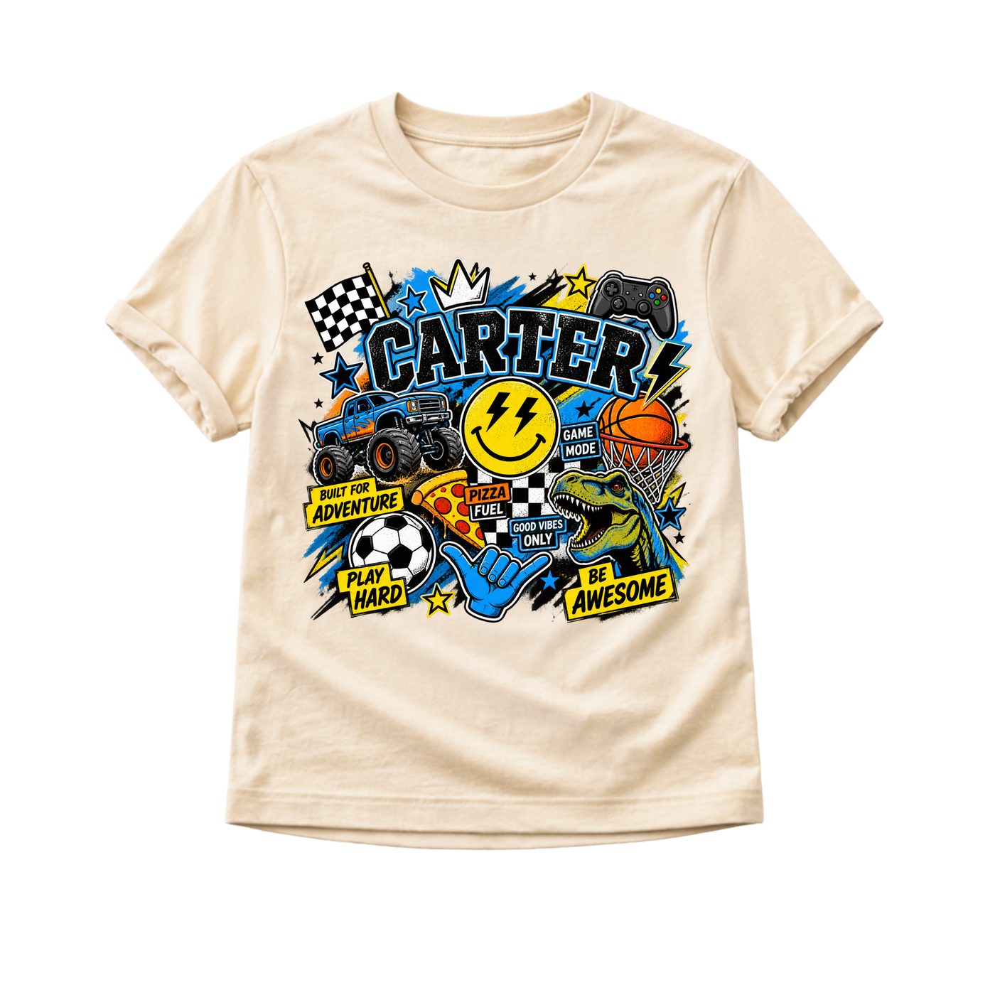 Personalized Boys Shirt, Custom Name Kids Shirt, Toddler Boy Graphic Tee, Personalized Dinosaur Shirt, Custom Birthday Gift for Boy