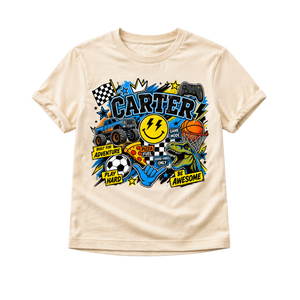 Personalized Boys Shirt, Custom Name Kids Shirt, Toddler Boy Graphic Tee, Personalized Dinosaur Shirt, Custom Birthday Gift for Boy