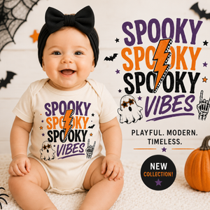 Spooky Spooky Spooky Vibes Shirt, Halloween Shirt for Kids, Toddler Halloween Shirt, Baby Halloween Bodysuit, Ghost Halloween Tee, Retro Halloween Shirt
