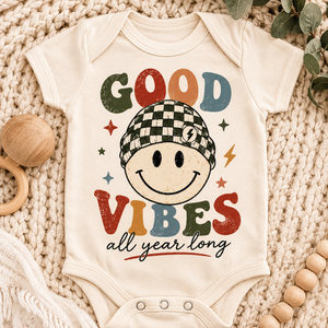 Good Vibes Kids Shirt, Retro Smiley Face Shirt, Toddler Graphic Tee, Baby Bodysuit, Groovy Kids Shirt, Boys Girls Everyday Tee
