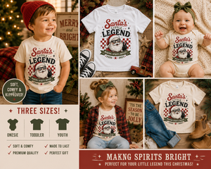 Santa's Little Legend Shirt, Toddler Christmas Shirt, Baby Christmas Bodysuit, Funny Santa Shirt, Retro Christmas Tee, Kids Holiday Outfit, Christmas Gift