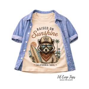 California Kids Shirt, Raised on Sunshine Tee, Toddler California Shirt, California Baby Gift, Beach Kids Shirt, Retro Surf Shirt