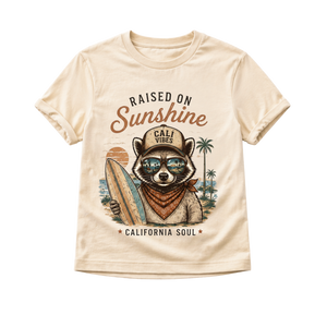 California Kids Shirt, Raised on Sunshine Tee, Toddler California Shirt, California Baby Gift, Beach Kids Shirt, Retro Surf Shirt