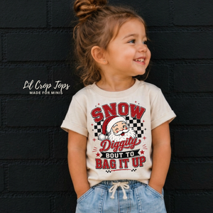 Snow Diggity Bout to Bag It Up Shirt, Funny Santa Christmas Shirt, Toddler Christmas Shirt, Baby Christmas Bodysuit, Retro Santa Tee, Holiday Gift