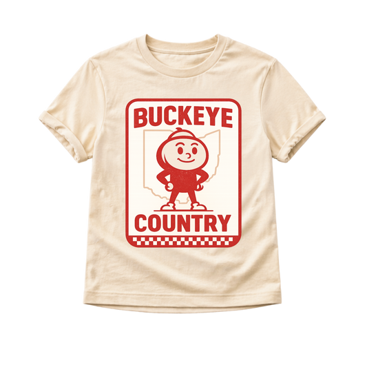 Buckeye Country Kids T-Shirt | Ohio Football Shirt for Baby, Toddler & Youth | Game Day Tee | Sizes 3–6M to Youth XL