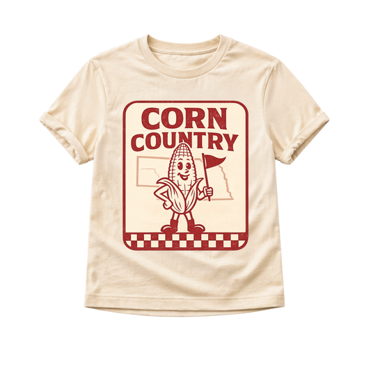Corn Country Kids T-Shirt | Nebraska Baby & Toddler Tee | Vintage Midwest Shirt | Game Day Kids TShirt | Unisex Tee