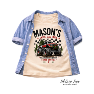Personalized Monster Truck Christmas Shirt, Custom Name Christmas Shirt, Kids Christmas Truck Tee, Toddler Christmas Shirt, Christmas Crew Shirt, Holiday Gift