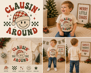 Clausin Around Christmas Shirt, Funny Christmas Shirt, Smiley Face Christmas Tee, Toddler Christmas Shirt, Baby Holiday Outfit, Retro Christmas Shirt