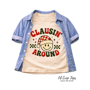 Clausin Around Christmas Shirt, Funny Christmas Shirt, Smiley Face Christmas Tee, Toddler Christmas Shirt, Baby Holiday Outfit, Retro Christmas Shirt