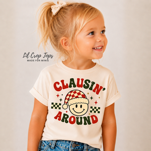 Clausin Around Christmas Shirt, Funny Christmas Shirt, Smiley Face Christmas Tee, Toddler Christmas Shirt, Baby Holiday Outfit, Retro Christmas Shirt