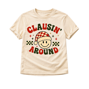 Clausin Around Christmas Shirt, Funny Christmas Shirt, Smiley Face Christmas Tee, Toddler Christmas Shirt, Baby Holiday Outfit, Retro Christmas Shirt