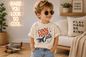 Airplane Shirt for Kids, Cool Your Jets Toddler Tee, Baby Airplane Bodysuit, Aviation Kids Shirt, Pilot Gift, Retro Jet Graphic Tee