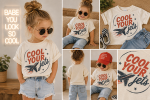 Airplane Shirt for Kids, Cool Your Jets Toddler Tee, Baby Airplane Bodysuit, Aviation Kids Shirt, Pilot Gift, Retro Jet Graphic Tee