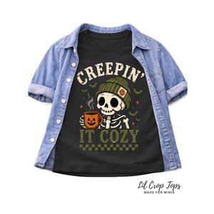 Creepin' It Cozy Shirt, Cute Skeleton Halloween Tee, Baby Halloween Outfit, Toddler Spooky Shirt, Vintage Halloween Kids Shirt