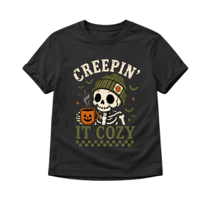 Creepin' It Cozy Shirt, Cute Skeleton Halloween Tee, Baby Halloween Outfit, Toddler Spooky Shirt, Vintage Halloween Kids Shirt