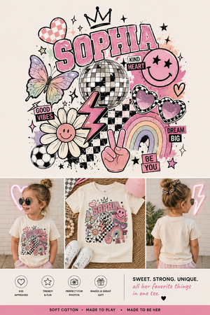 Personalized Girls Shirt, Custom Name Toddler Tee, Girls Name Shirt, Personalized Kids Shirt, Retro Girl Graphic Tee, Birthday Gift for Girl