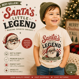Santa's Little Legend Shirt, Toddler Christmas Shirt, Retro Santa Kids Shirt, Baby Christmas Bodysuit, Funny Santa Christmas Tee, Holiday Outfit, Christmas Gift