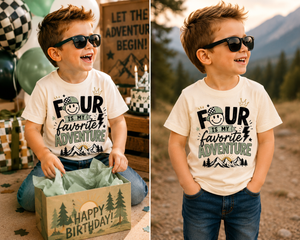 4th Birthday Shirt for Boys, Four Is My Favorite Adventure Shirt, 4 Year Old Birthday Outfit, Outdoor Birthday Tee, Turning Four Shirt