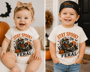 Stay Spooky Stay Feral Halloween Shirt, Funny Raccoon Shirt, Baby Halloween Outfit, Toddler Spooky Shirt, Cute Halloween Kids Tee