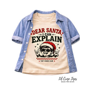 Dear Santa I Can Explain Christmas Shirt, Funny Toddler Christmas Shirt, Baby Holiday Bodysuit, Retro Santa Tee, Christmas Outfit for Kids