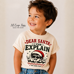 Dear Santa I Can Explain Christmas Shirt, Funny Toddler Christmas Shirt, Baby Holiday Bodysuit, Retro Santa Tee, Christmas Outfit for Kids