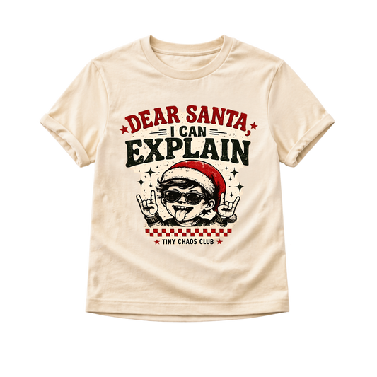 Dear Santa I Can Explain Christmas Shirt, Funny Toddler Christmas Shirt, Baby Holiday Bodysuit, Retro Santa Tee, Christmas Outfit for Kids
