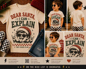 Dear Santa I Can Explain Christmas Shirt, Funny Toddler Christmas Shirt, Baby Holiday Bodysuit, Retro Santa Tee, Christmas Outfit for Kids