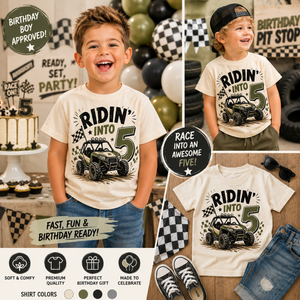 5th Birthday Boy Shirt, Ridin Into Five Shirt, Off Road Birthday Tee, Boy Turning 5 Shirt, 5 Year Old Birthday Outfit, UTV Party Shirt