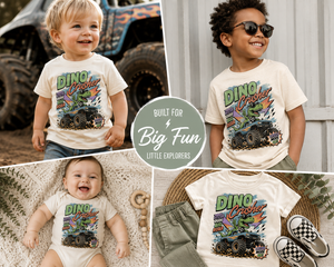 Dinosaur Monster Truck Shirt for Kids, Dino Crusher Toddler Tee, T Rex Shirt, Baby Dinosaur Bodysuit, Monster Truck Kids Shirt