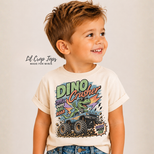 Dinosaur Monster Truck Shirt for Kids, Dino Crusher Toddler Tee, T Rex Shirt, Baby Dinosaur Bodysuit, Monster Truck Kids Shirt