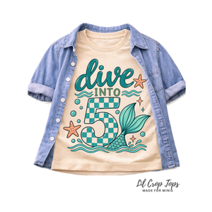5th Birthday Mermaid Shirt, Mermaid Birthday Shirt for Girls, Five Year Old Birthday Tee, Girls 5th Birthday Outfit, Mermaid Party Shirt