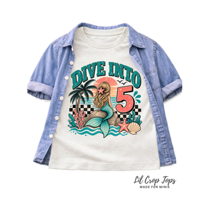 5th Birthday Mermaid Shirt, Girls 5th Birthday Shirt, Mermaid Birthday Shirt, Dive Into Five Shirt, Under the Sea Birthday Outfit