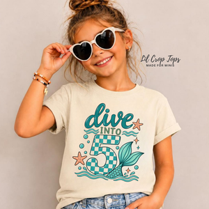 5th Birthday Mermaid Shirt, Mermaid Birthday Shirt for Girls, Five Year Old Birthday Tee, Girls 5th Birthday Outfit, Mermaid Party Shirt