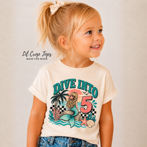 5th Birthday Mermaid Shirt, Girls 5th Birthday Shirt, Mermaid Birthday Shirt, Dive Into Five Shirt, Under the Sea Birthday Outfit