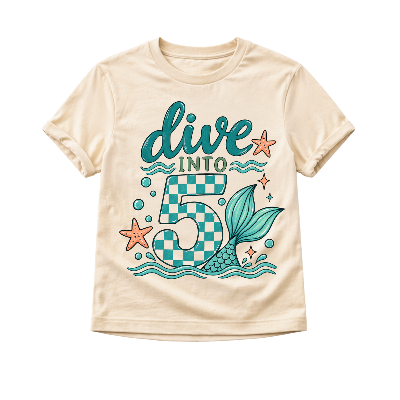 5th Birthday Mermaid Shirt, Mermaid Birthday Shirt for Girls, Five Year Old Birthday Tee, Girls 5th Birthday Outfit, Mermaid Party Shirt