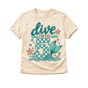 5th Birthday Mermaid Shirt, Mermaid Birthday Shirt for Girls, Five Year Old Birthday Tee, Girls 5th Birthday Outfit, Mermaid Party Shirt
