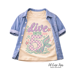 5th Birthday Mermaid Shirt for Girls, Dive Into Five Shirt, Mermaid 5th Birthday Outfit, Girl Turning 5 Tee, Under the Sea Birthday Shirt