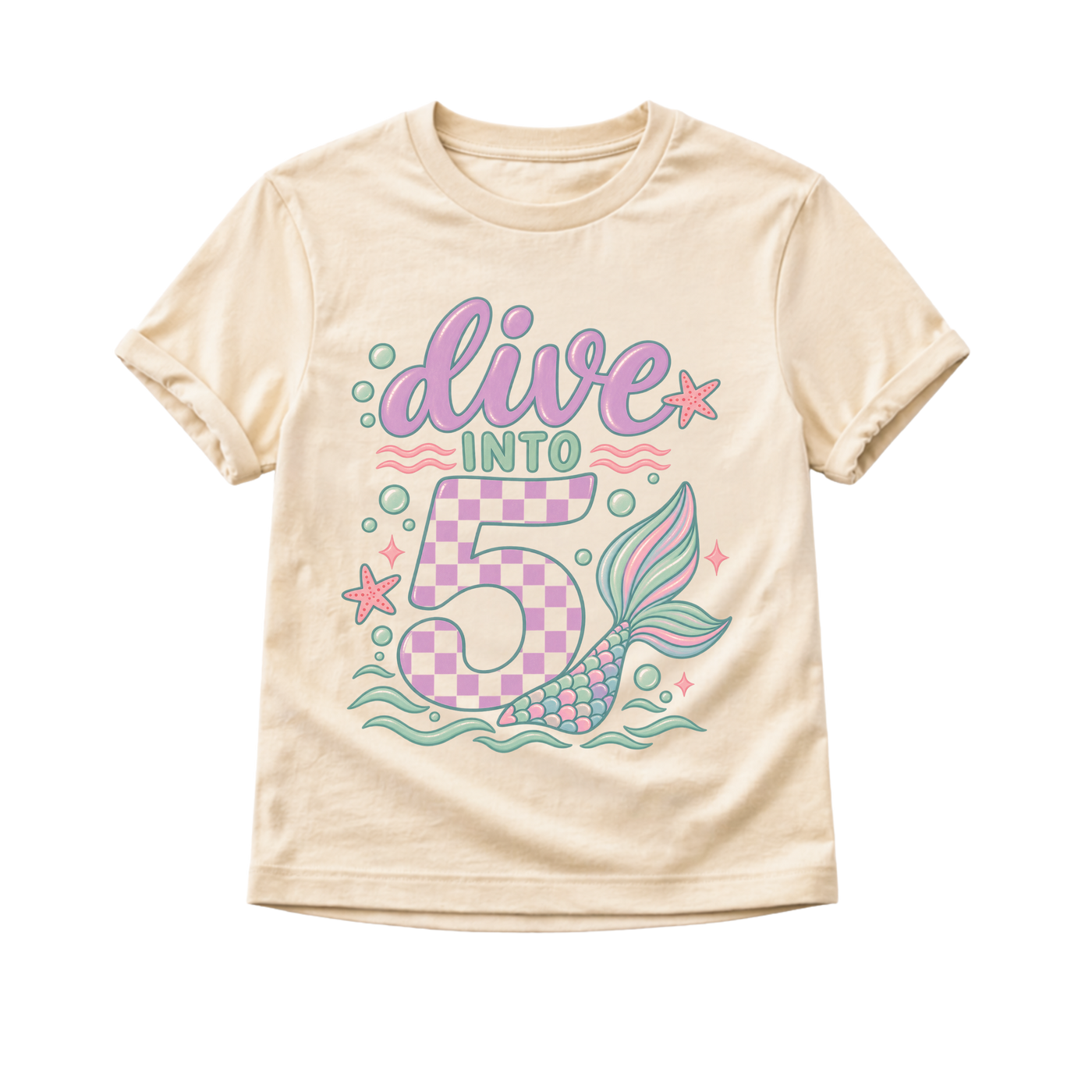 5th Birthday Mermaid Shirt for Girls, Dive Into Five Shirt, Mermaid 5th Birthday Outfit, Girl Turning 5 Tee, Under the Sea Birthday Shirt