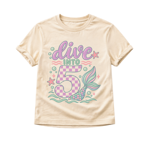5th Birthday Mermaid Shirt for Girls, Dive Into Five Shirt, Mermaid 5th Birthday Outfit, Girl Turning 5 Tee, Under the Sea Birthday Shirt