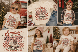 Santa's Little Babe Christmas Shirt, Roller Skate Holiday Shirt, Baby Christmas Outfit, Toddler Retro Christmas Tee, Kids Holiday Shirt