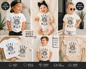 Stay Wild Tiger Shirt for Kids, Toddler Tiger Tee, Baby Tiger Bodysuit, Kids Animal Shirt, Wild Child Graphic Tee, Tiger Lover Gift