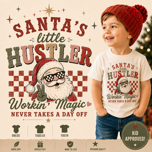 Santa's Little Hustler Shirt, Funny Christmas Shirt for Kids, Toddler Christmas Shirt, Retro Santa Tee, Baby Christmas Bodysuit, Holiday Outfit, Christmas Gift