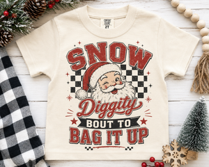 Snow Diggity Bout to Bag It Up Shirt, Funny Santa Christmas Shirt, Toddler Christmas Shirt, Baby Christmas Bodysuit, Retro Santa Tee, Holiday Gift