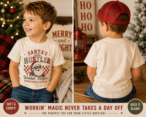 Santa's Little Hustler Shirt, Funny Christmas Shirt for Kids, Toddler Christmas Shirt, Retro Santa Tee, Baby Christmas Bodysuit, Holiday Outfit, Christmas Gift