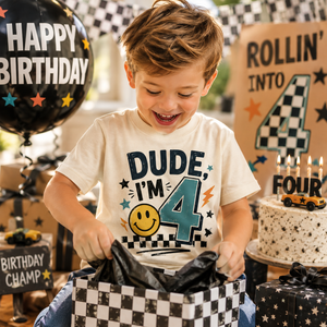 4th Birthday Shirt, Dude I'm 4 Shirt, Fourth Birthday Shirt, 4 Year Old Birthday Outfit, Boys Girls Birthday Tee, Toddler Birthday Gift