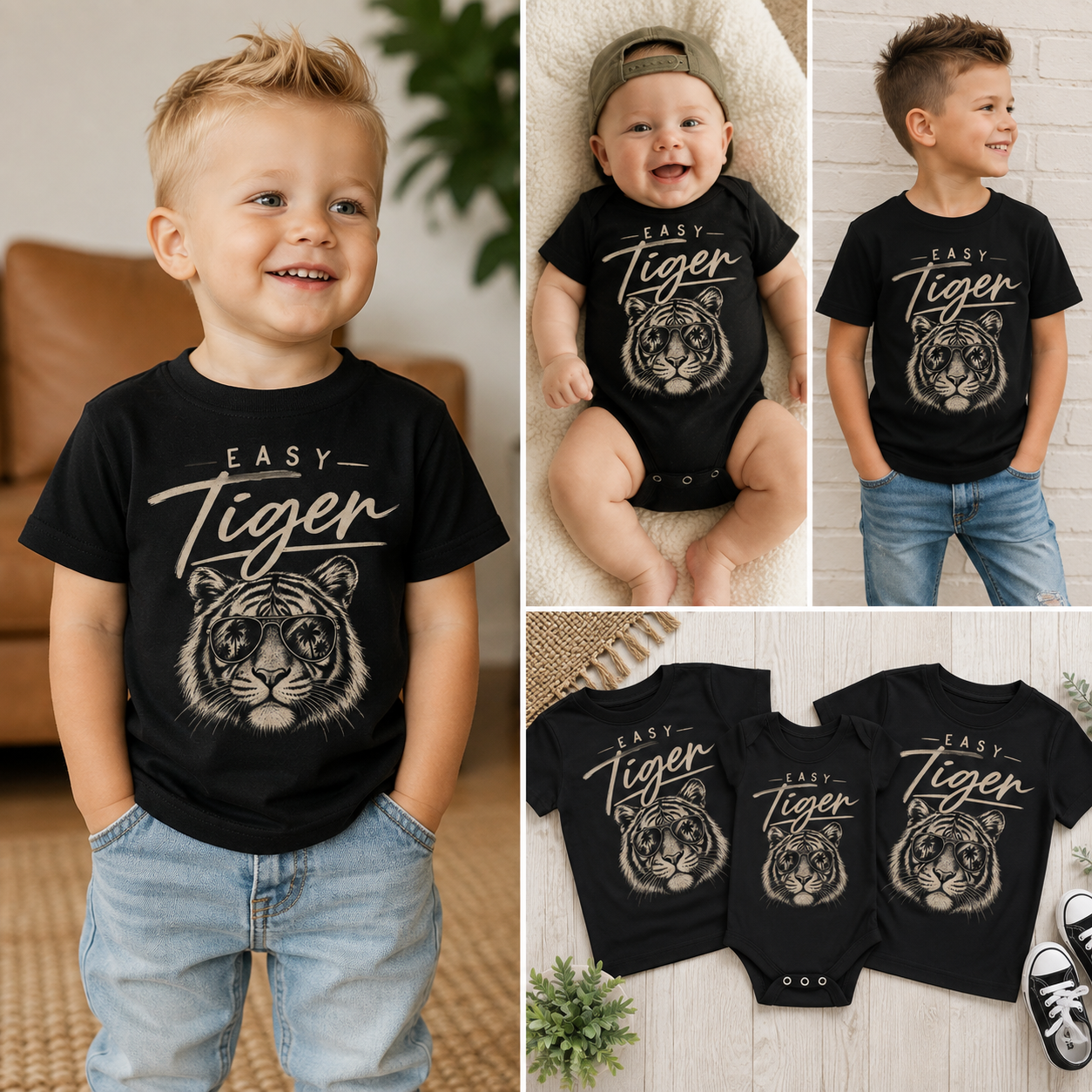 Tiger Shirt for Kids, Easy Tiger Toddler Tee, Baby Tiger Bodysuit, Vintage Animal Graphic Shirt, Cool Kids Tee, Tiger Gift for Boys