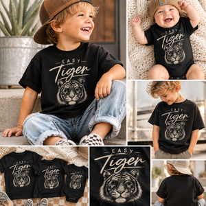 Tiger Shirt for Kids, Easy Tiger Toddler Tee, Baby Tiger Bodysuit, Vintage Animal Graphic Shirt, Cool Kids Tee, Tiger Gift for Boys
