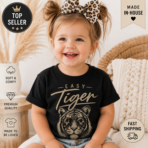 Tiger Shirt for Kids, Easy Tiger Toddler Tee, Baby Tiger Bodysuit, Vintage Animal Graphic Shirt, Cool Kids Tee, Tiger Gift for Boys